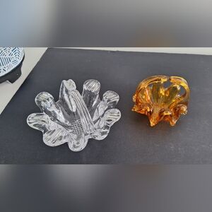 Two Canadian art glass candy baskets